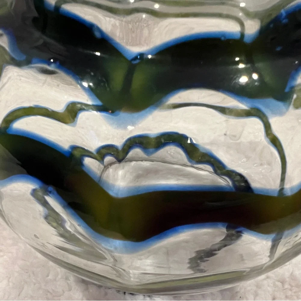 Vintage Czech Art Deco-era glass ball vase, likely by the Kralik glassworks, 30s
